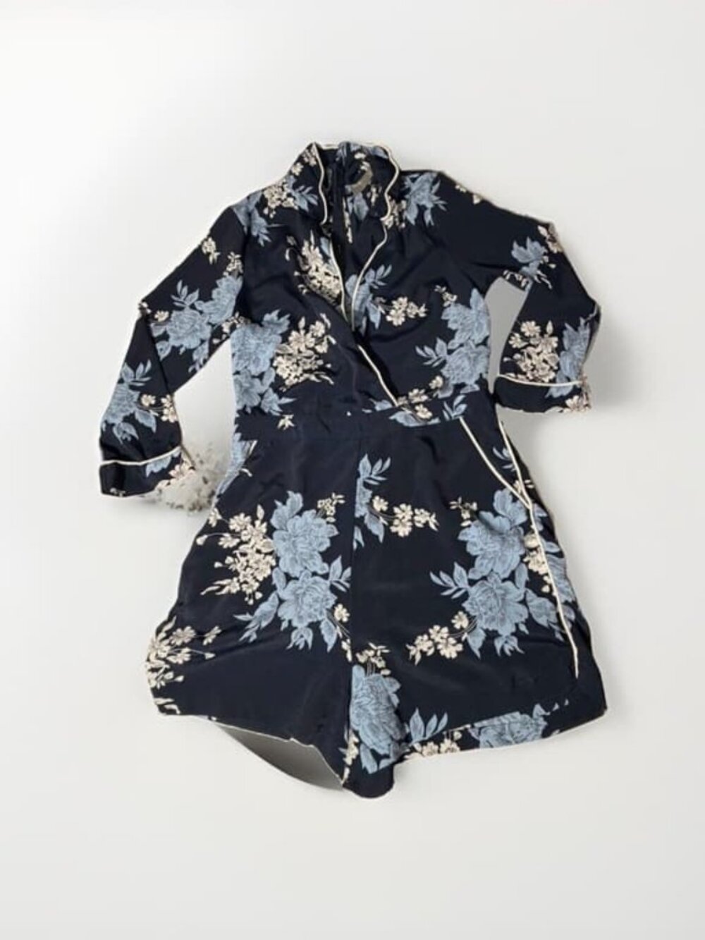 Navy Blue Floral Long
